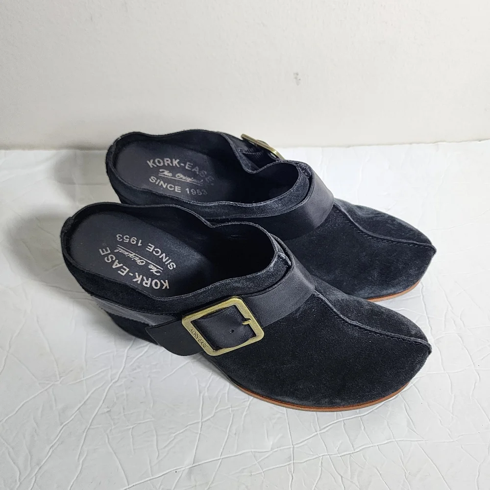Kork-Ease Womens Shanaya Black Mules Size 10M Suede  Shoes Closed Toe - Picture 4 of 9